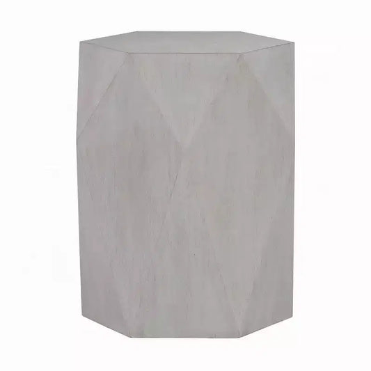 Table d'appoint Royal Hampton, hévéa blanc, 55 cm, corps au design géométrique