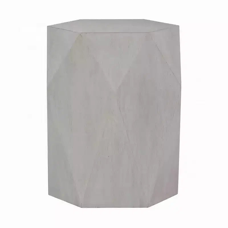 Table d'appoint Royal Hampton, hévéa blanc, 55 cm, corps au design géométrique