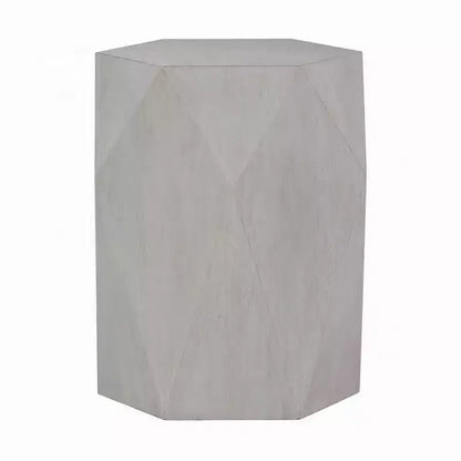 Table d'appoint Royal Hampton, hévéa blanc, 55 cm, corps au design géométrique