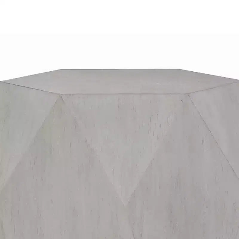 Table d'appoint Royal Hampton, hévéa blanc, 55 cm, corps au design géométrique