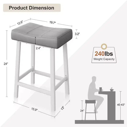 2 tabourets de bar avec coussin épais pour salle à manger, îlot de cuisine, bar à domicile