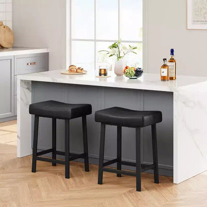 2PCS Saddle Bar Stools with Thickened Cushion for Dinning Room, Kitchen Island, Home Bar