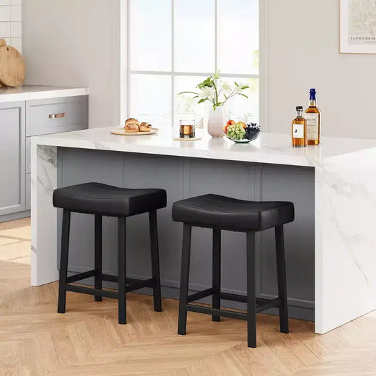 2PCS Saddle Bar Stools with Thickened Cushion for Dinning Room, Kitchen Island, Home Bar