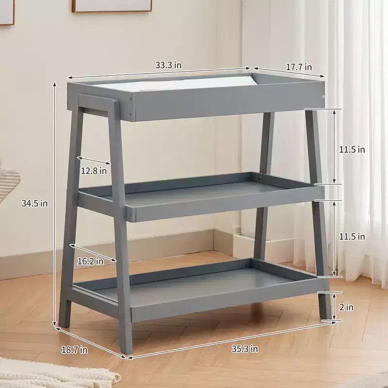 Table à langer portable avec matelas à langer, étagères de rangement à 2 niveaux, station à langer pour nourrissons et bébés, conception compacte et pratique