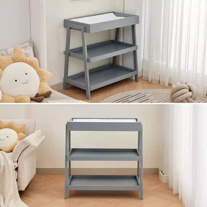 Table à langer portable avec matelas à langer, étagères de rangement à 2 niveaux, station à langer pour nourrissons et bébés, conception compacte et pratique