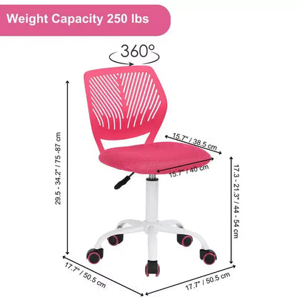 Chaise de Bureau Ergonomique Homy Casa avec Dossier en PP et Piètement en Métal