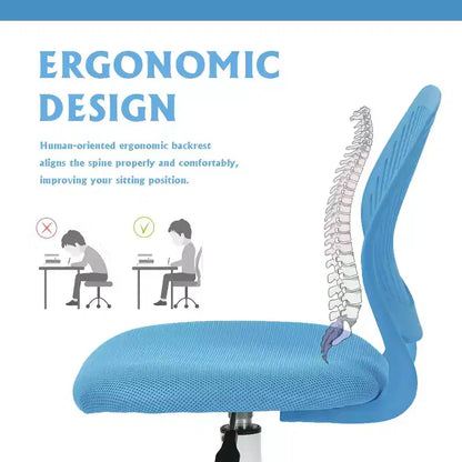 Chaise de Bureau Ergonomique Homy Casa avec Dossier en PP et Piètement en Métal