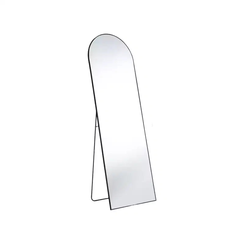 HomeRoots 63 Black Metal Arch Freestanding and Wall Mount Framed Full Length Mirror