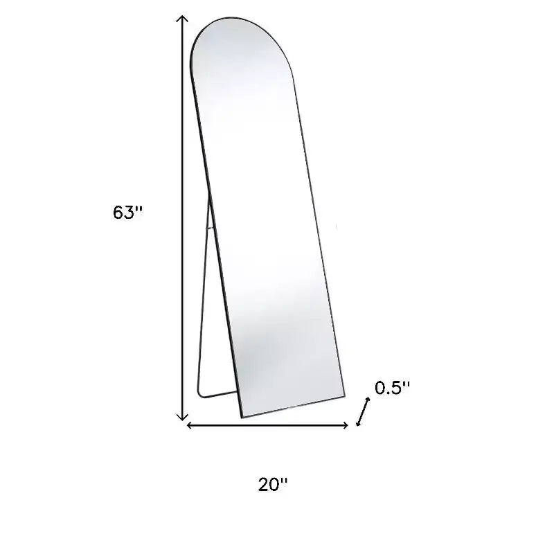 HomeRoots 63 Miroir pleine longueur encadré en métal noir avec support autoportant et fixation murale