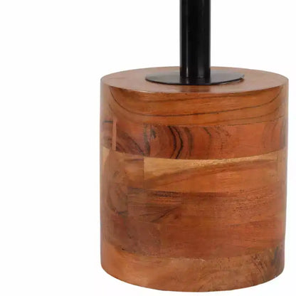 Table d'appoint moderne avec cadre en bois et plateau en métal - Design rond contemporain alliant chaleur et style pour la décoration intérieure - Marron