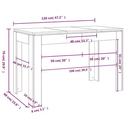 Table à manger moderne minimaliste Clihome en chêne, surface de table 4 places pour les repas quotidiens en famille
