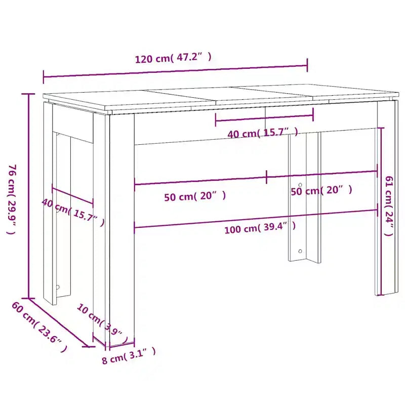 Table à manger moderne minimaliste Clihome en chêne, surface de table 4 places pour les repas quotidiens en famille