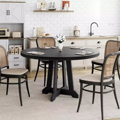 Table de salle à manger ronde, Table à manger pour 4 à 6 personnes, Table de salle à manger circulaire avec pieds robustes, pour salle à manger, cuisine