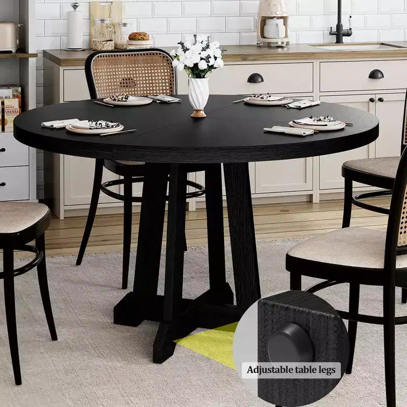 Table de salle à manger ronde, Table à manger pour 4 à 6 personnes, Table de salle à manger circulaire avec pieds robustes, pour salle à manger, cuisine
