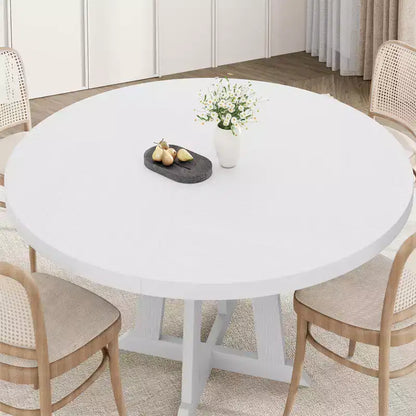 Table de salle à manger ronde, Table à manger pour 4 à 6 personnes, Table de salle à manger circulaire avec pieds robustes, pour salle à manger, cuisine