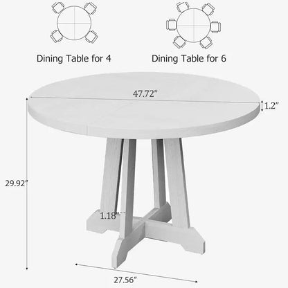 Table de salle à manger ronde, Table à manger pour 4 à 6 personnes, Table de salle à manger circulaire avec pieds robustes, pour salle à manger, cuisine