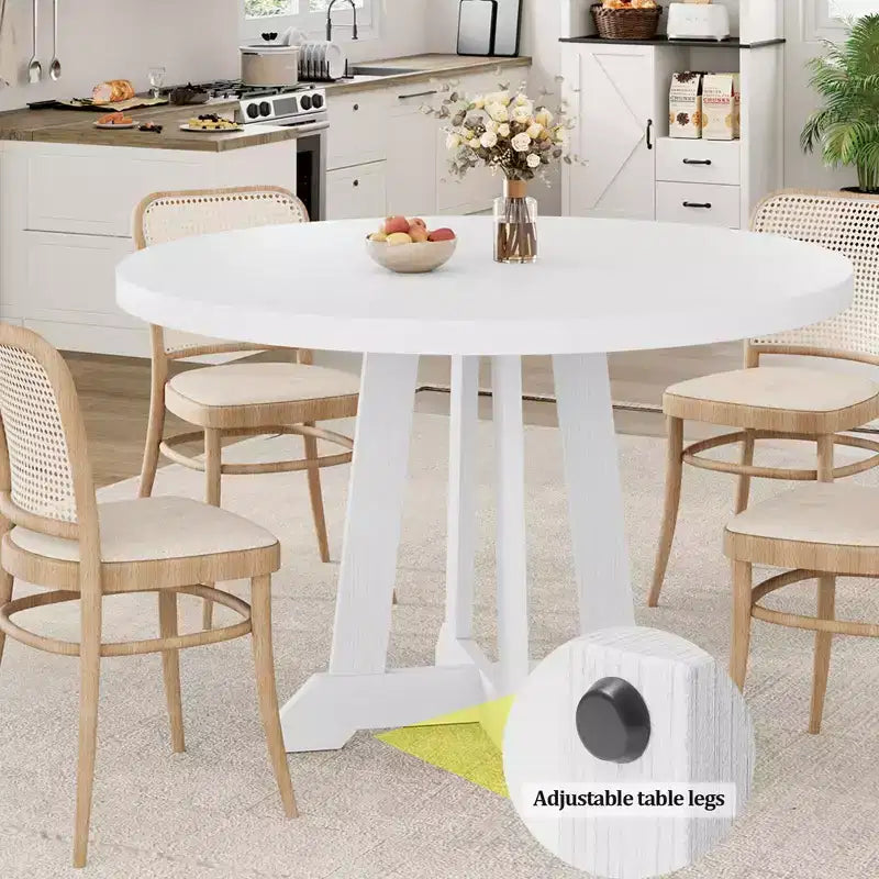 Table de salle à manger ronde, Table à manger pour 4 à 6 personnes, Table de salle à manger circulaire avec pieds robustes, pour salle à manger, cuisine