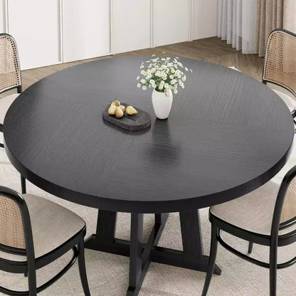 Table de salle à manger ronde, Table à manger pour 4 à 6 personnes, Table de salle à manger circulaire avec pieds robustes, pour salle à manger, cuisine
