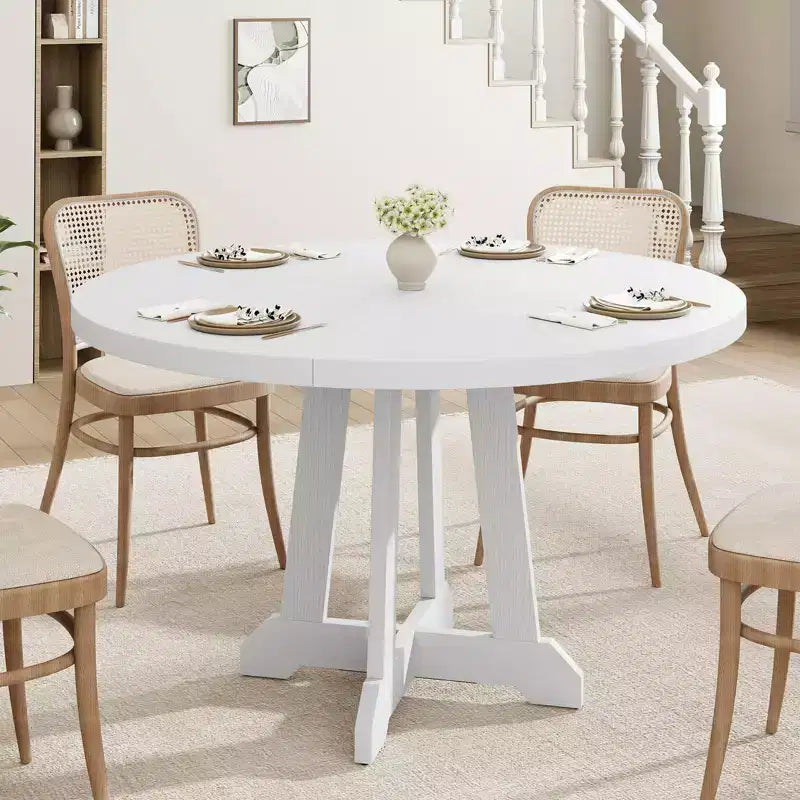 Round Dining Table, Dining Table for 4 to 6 People, Circle Dining Room Table with Sturty Legs, for Dining Room, Kitchen