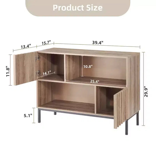 Table d'entrée de ferme moderne de 39,4 po – Buffet de rangement élégant avec étagère d'exposition et pieds en métal – Console polyvalente pour salon