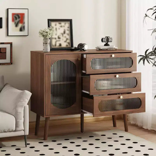 Bahut buffet de 99 cm, meuble bar à café pour entrée avec 3 tiroirs, buffet de sol en bois, meuble d'appoint pour salon