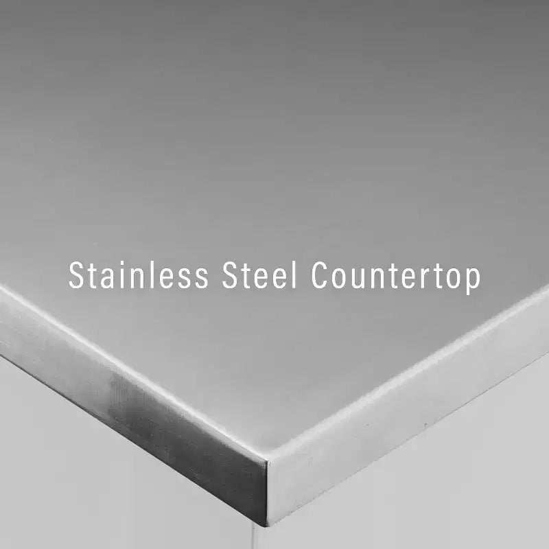 HomeStock Îlots de cuisine modulaires en acier inoxydable de 94 cm de haut avec 2 étagères