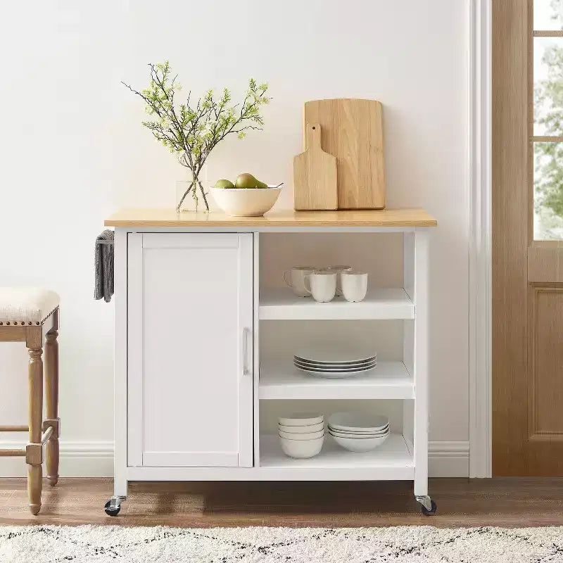 HomeStock Îlots de cuisine modulaires en bois composite de 91 cm de hauteur avec 5 étagères