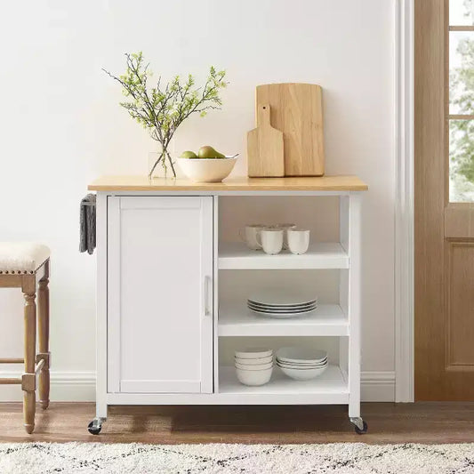 HomeStock Îlots de cuisine modulaires en bois composite de 91 cm de hauteur avec 5 étagères