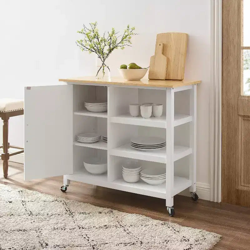 HomeStock Îlots de cuisine modulaires en bois composite de 91 cm de hauteur avec 5 étagères