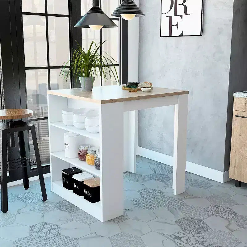 HomeStock Îlots de cuisine modulaires en bois composite de 91,4 cm de hauteur avec 3 étagères