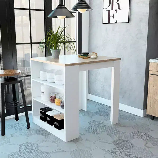 HomeStock Îlots de cuisine modulaires en bois composite de 91,4 cm de hauteur avec 3 étagères
