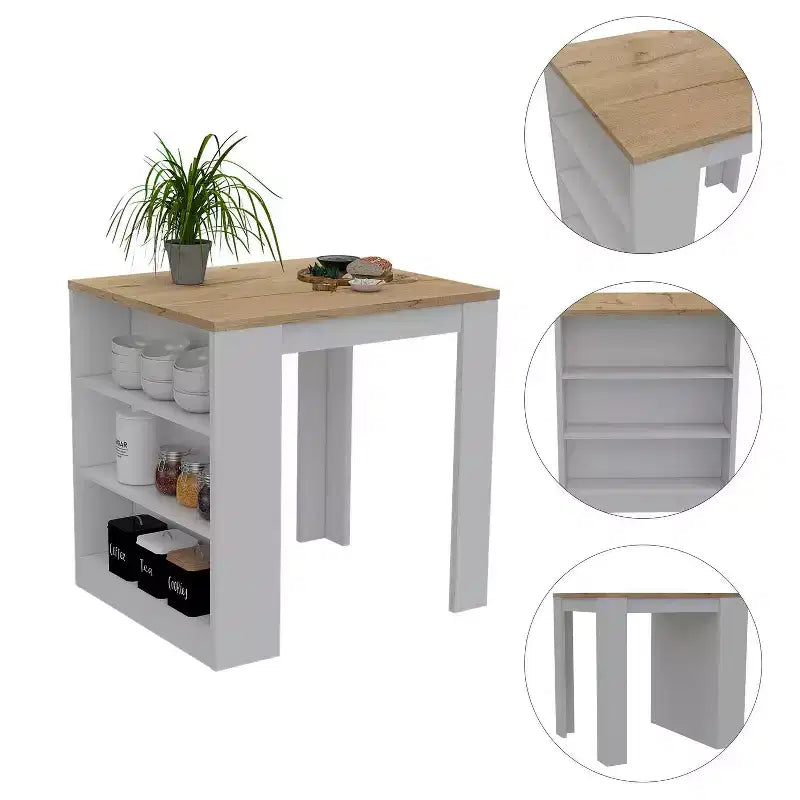 HomeStock Îlots de cuisine modulaires en bois composite de 91,4 cm de hauteur avec 3 étagères