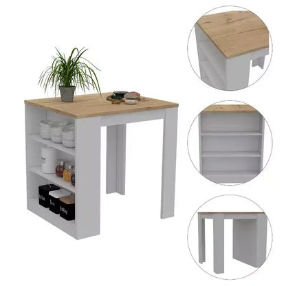 HomeStock Îlots de cuisine modulaires en bois composite de 91,4 cm de hauteur avec 3 étagères