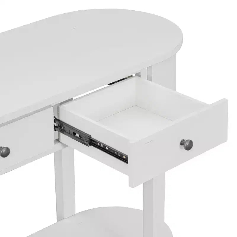 Console étroite vintage avec rangement, Table d'entrée en bois avec étagère ouverte pour entrées et salons