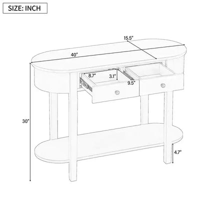 Console étroite vintage avec rangement, Table d'entrée en bois avec étagère ouverte pour entrées et salons