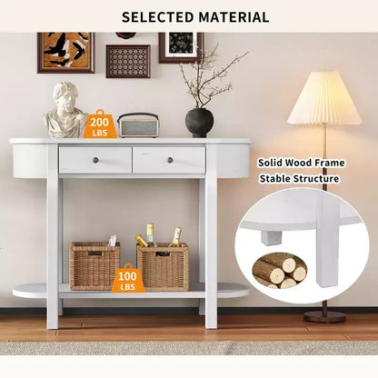 Console étroite vintage avec rangement, Table d'entrée en bois avec étagère ouverte pour entrées et salons