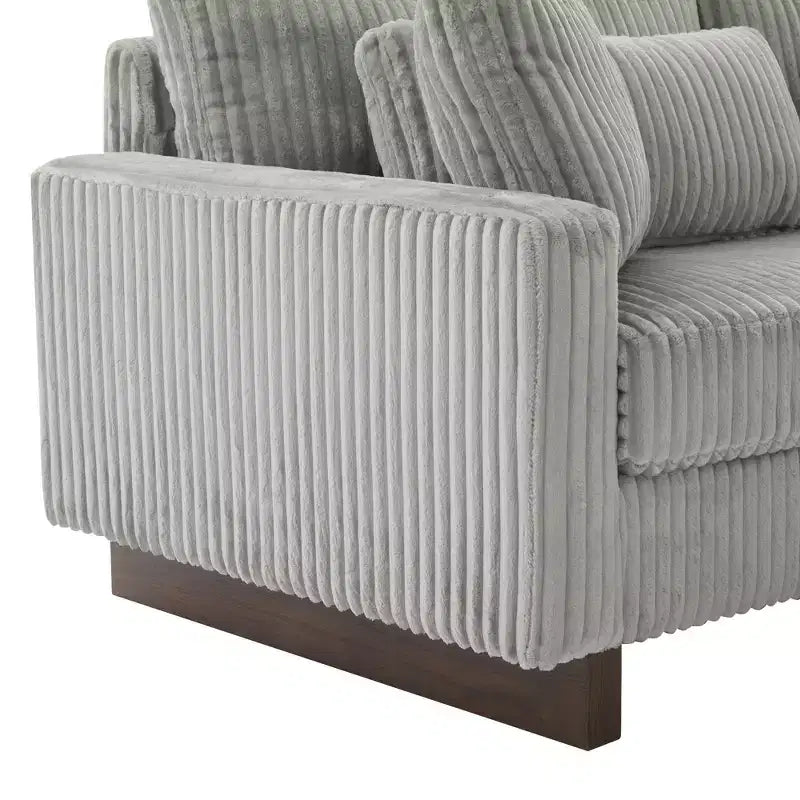 Christopher Knight Home Baker Canapé moderne 2 places en velours côtelé de 80,3 po avec quatre oreillers et accoudoirs carrés