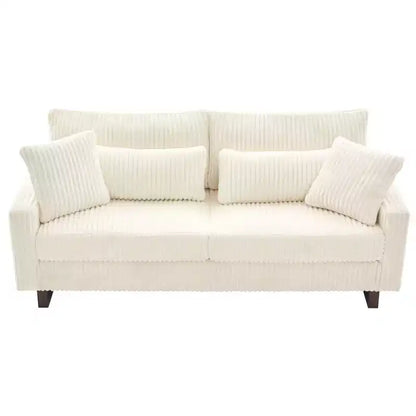 Christopher Knight Home Baker Canapé moderne 2 places en velours côtelé de 80,3 po avec quatre oreillers et accoudoirs carrés