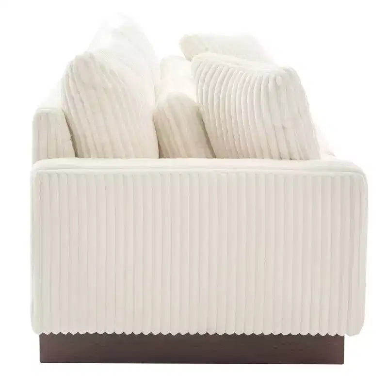 Christopher Knight Home Baker Canapé moderne 2 places en velours côtelé de 80,3 po avec quatre oreillers et accoudoirs carrés