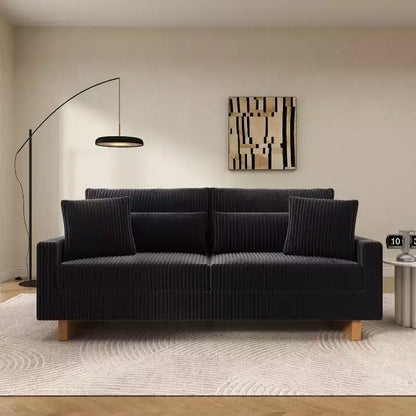 Christopher Knight Home Baker Canapé moderne 2 places en velours côtelé de 80,3 po avec quatre oreillers et accoudoirs carrés