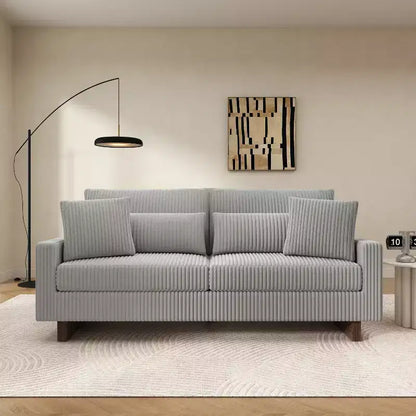 Christopher Knight Home Baker Canapé moderne 2 places en velours côtelé de 80,3 po avec quatre oreillers et accoudoirs carrés