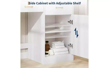 Coiffeuse GustoWave avec miroir et lumières, table de maquillage blanche 3 grands tiroirs, coiffeuse de chambre en bois pour femmes et filles