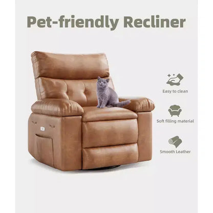 Fauteuil de massage et relaxant chauffant extra-large, pivotant à 360°, avec télécommande, porte-gobelet et poches latérales, design ergonomique.
