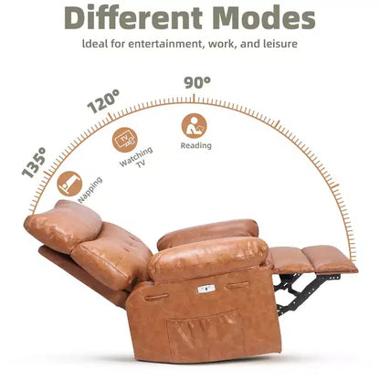 Fauteuil de massage et relaxant chauffant extra-large, pivotant à 360°, avec télécommande, porte-gobelet et poches latérales, design ergonomique.