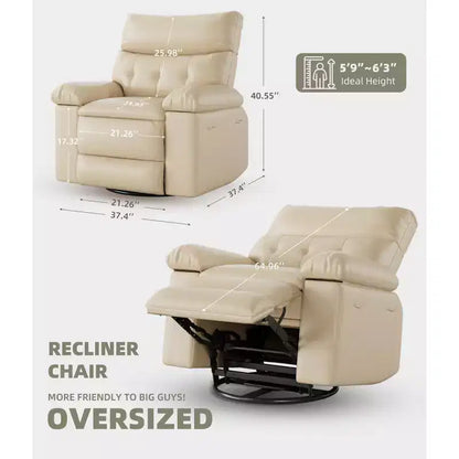 Fauteuil de massage et relaxant chauffant extra-large, pivotant à 360°, avec télécommande, porte-gobelet et poches latérales, design ergonomique.
