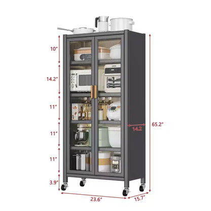 Armoire de cuisine, armoire de rangement autoportante avec roulettes en alliage, armoires de garde-manger à forte capacité de charge, gris, taille unique