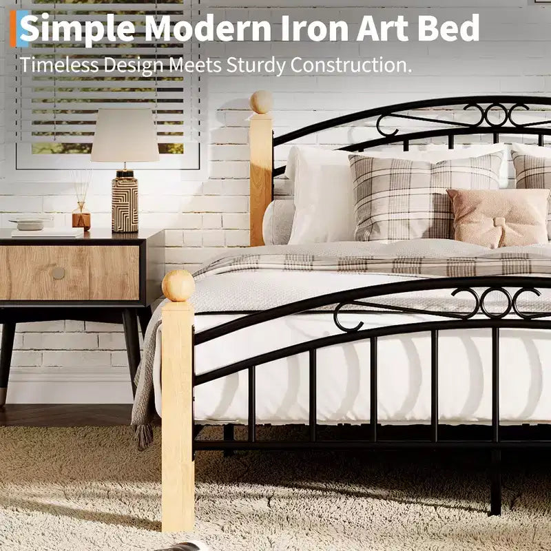Cadre de lit plateforme en bois avec tête de lit, aucun sommier tapissier requis, rangement sous le lit