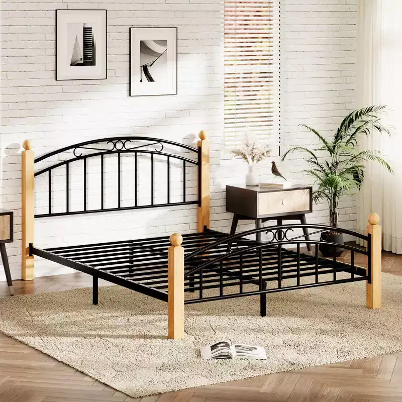 Cadre de lit plateforme en bois avec tête de lit, aucun sommier tapissier requis, rangement sous le lit