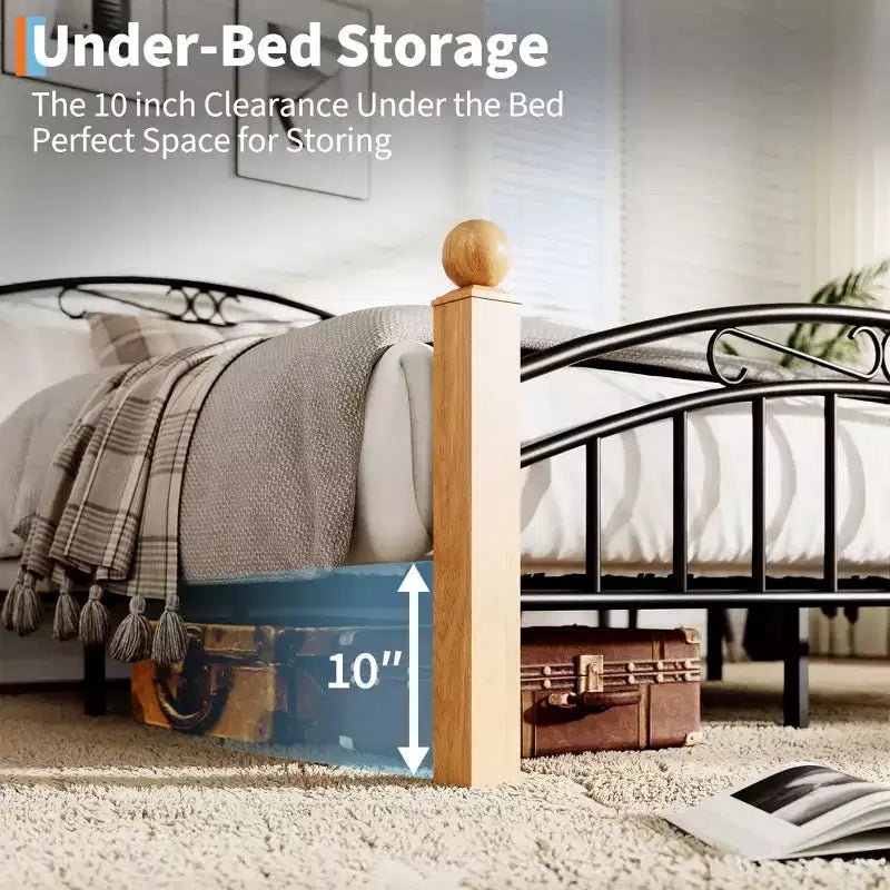 Cadre de lit plateforme en bois avec tête de lit, aucun sommier tapissier requis, rangement sous le lit