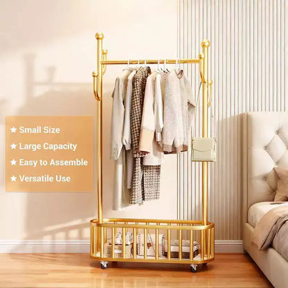 Porte-manteau, range-chaussures, panier à linge en métal avec roulettes verrouillables